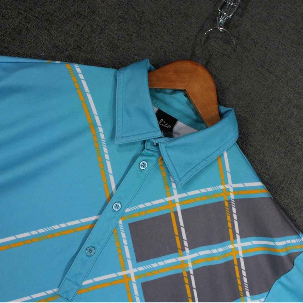 Sligo Mens XXL Golf Polo Shirt Blue Argyle Plaid Short Sleeve Performance Tee